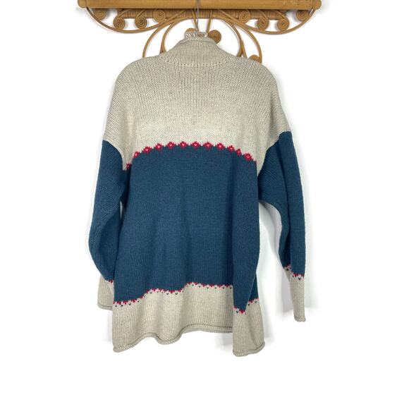 Vintage Womens 90s Eddie Bauer Fair Isle Snowflake Wool Oversized Sweater L - Picture 6 of 6